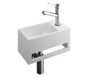 Lave-mains pour toilettes, avec porte serviette, suspendu et compacte, résine Solid-Surface BENESTONE ®, Largeur 33 cm, Profondeur 18 cm, Hauteur 16 cm, Livraison 5-7 jours OFFERTE